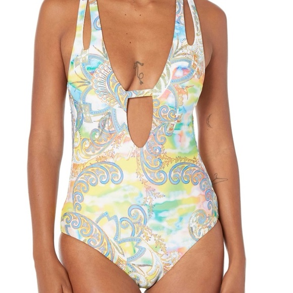 BECCA Women's Print Play Cut Out One Piece Swimsuit - Picture 1 of 10